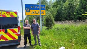 A UK purchased ambulance entering Ukraine